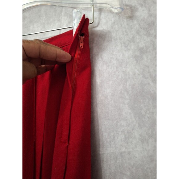 Vintage 80's Red Pleated Wool Midi Skirt Sz 10 Made in USA Red Classic Heritage - Picture 8 of 9